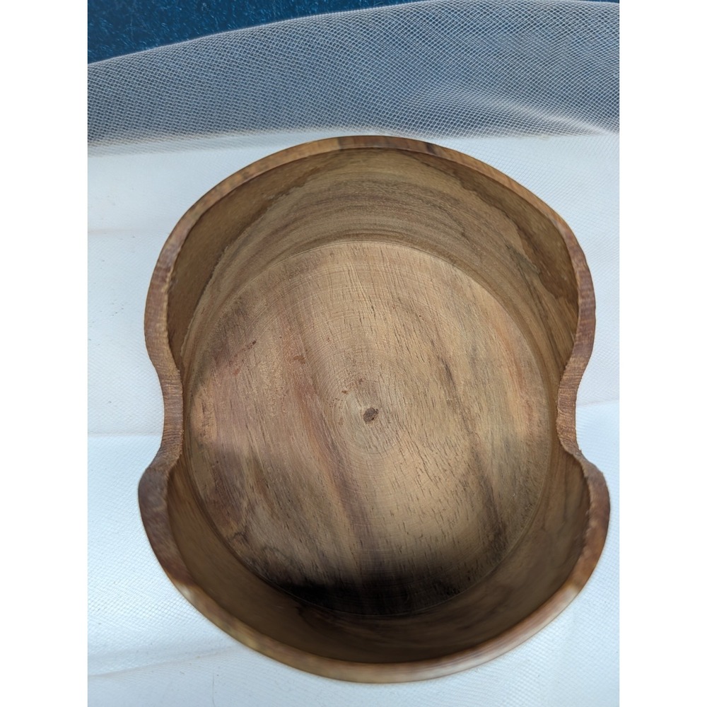 Carved Wooden Coaster Set with Holder & Brass Inlay Floral Detail - Picture 5 of 12